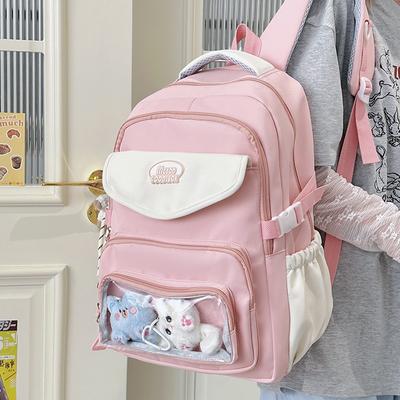 High Value, Fresh and Sweet Contrasting Color Backpack, Lightweight and Large-capacity Backpack for Junior High School Students