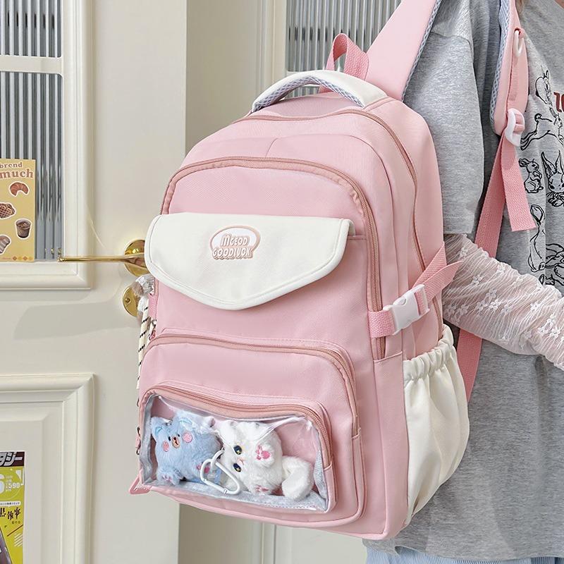 High value, fresh and sweet contrasting color backpack, lightweight and large-capacity backpack for junior high school students