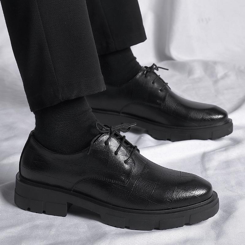 5 8 10cm Heel Cow Leather Shoes for Men Fashion Casual Designer British Style Spring Autumn Increase Platform Men's Dress Shoes