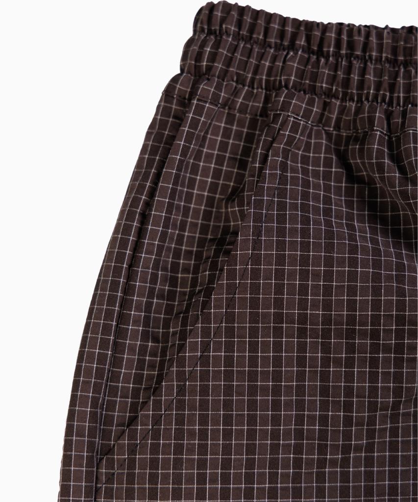 Saint Pain Sp Wrinkle Check Wide Elastic Bermuda Pants Brown