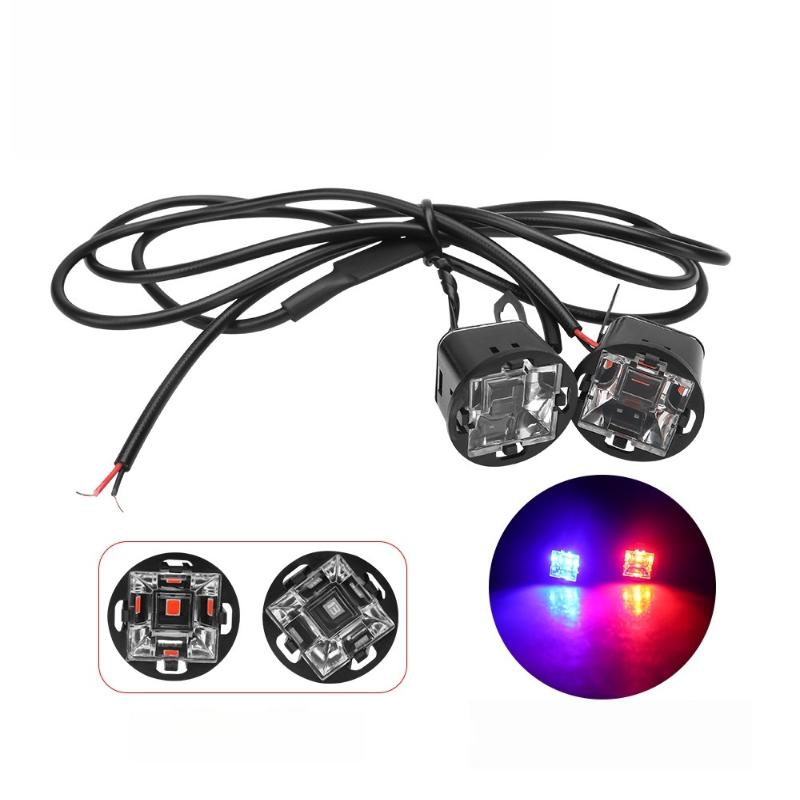 2Pcs Duol Color Led Spotlight Motorcycle Led Mirror Light Warning Flashing Light Running Light For Utv Atv Red Blue 12V