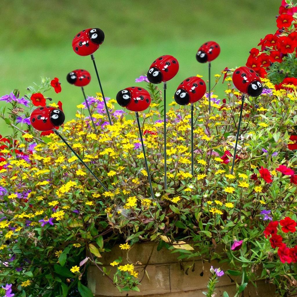 Outdoor Garden Decorations Courtyard Simulation Small Insects Ladybugs Lawn Pile Plugins 10 Pieces Per Set