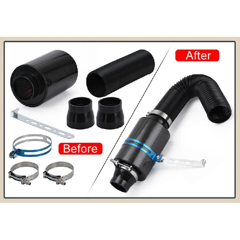 LZONE - Air Intake With Fan or Without Fan Universal Racing Carbon Fiber Cold Feed Induction Kit Air Intake Kit Air Filter Box