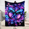1pc Colorful Butterflies Flowers Blanket Soft and Warm for Sofa Office Camping Travel Livingroom Great Gift for Friends and Family Comfortable