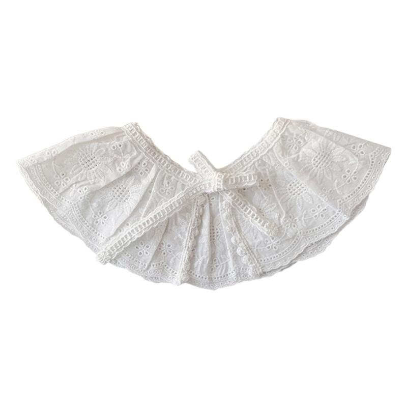 Korean Style Toddler Kids Lace Floral Bibs Cute Hollow Out False Collar Children Clothes Accessiory Pure Color Baby Girls Cotton