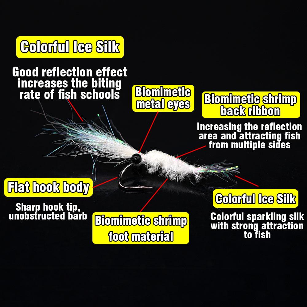 Reflective Ice Silk 8PCS Fly Fishing Hook Bait Lure for Trout Salmon and Bass