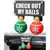 Funny Check Out My Balls Christmas Hitch Cover Set, Novelty Xmas Hitch Cover with Check Out My Balls Sign, Swinging Christmas Balls for Hitch Receiver