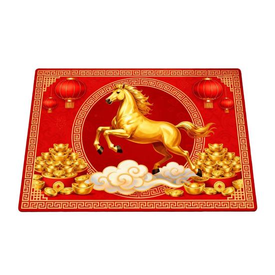 New Year Horse Doormat 2026 Year of The Horse Floor Mat Red Chinese Style Absorbent Anti-Slip Rug for Home Entrance Kitchen Spring Festival Decor