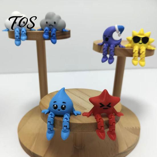 Creative Cartoon Action Figures Weather Gnome Figurine, 3D Printed Poseable Series Desk Toy, Portable Desktop Decoration Collectible Decor for Office,