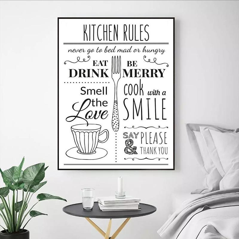 Kitchen Rules Illustration Canvas Art Poster Prints Kitchen Wall Art Decor Modern Minimalist Painting Picture Wall Decoration