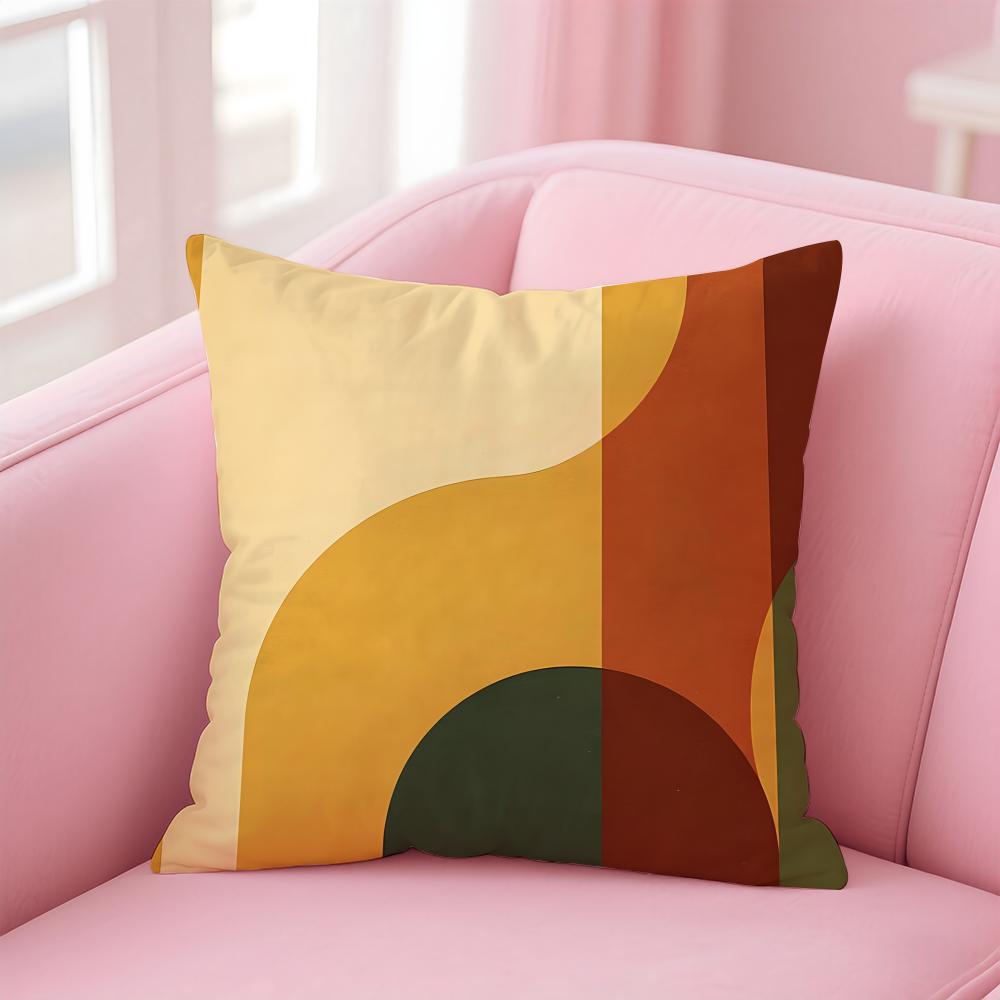 Retro geometric abstract print Cushion Cover Pillowcase Short Plush Invisible zipper Room Sofa Cushion Cover