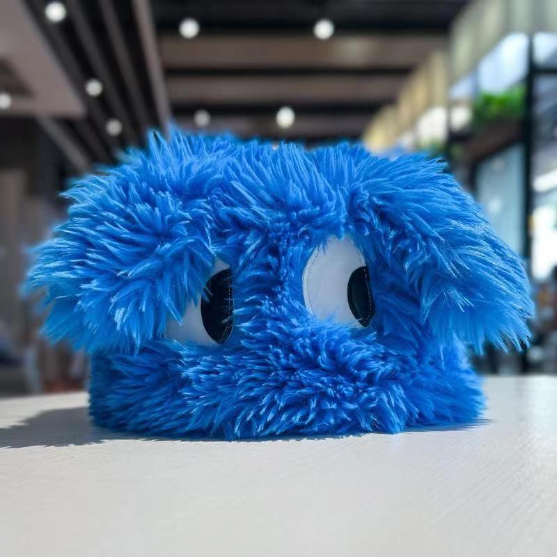 

Cute hat female autumn and winter plush warm ear protection hat long ears windproof and cold-proof cycling bag head hat tide One Size синій