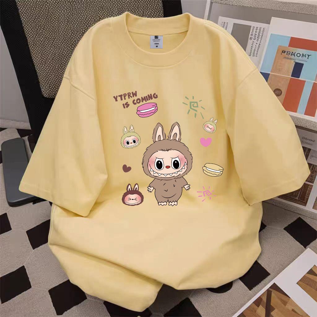 HOT SALES POPMART LABUBU Clothes Summer Unisex T-shirt 100%Cotton high quality Round Neck Short Sleeve Shirt Top korean Style Shirt