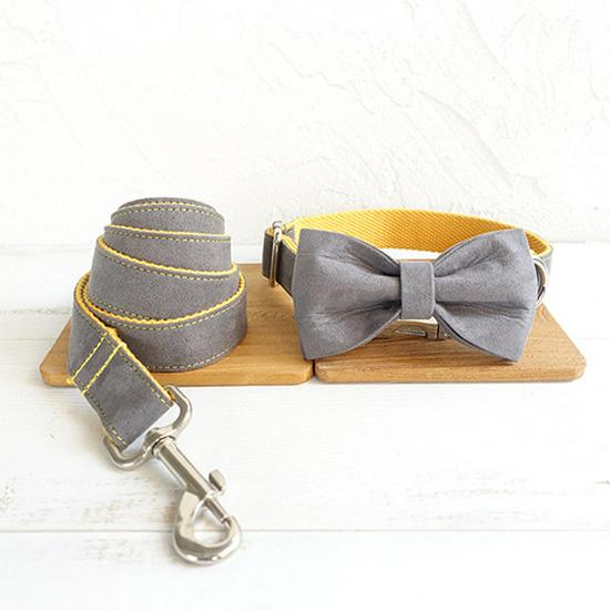 MUTTCO Zinc Alloy Dog Leash & Bowknot Collar Set for All Sizes Extra Large