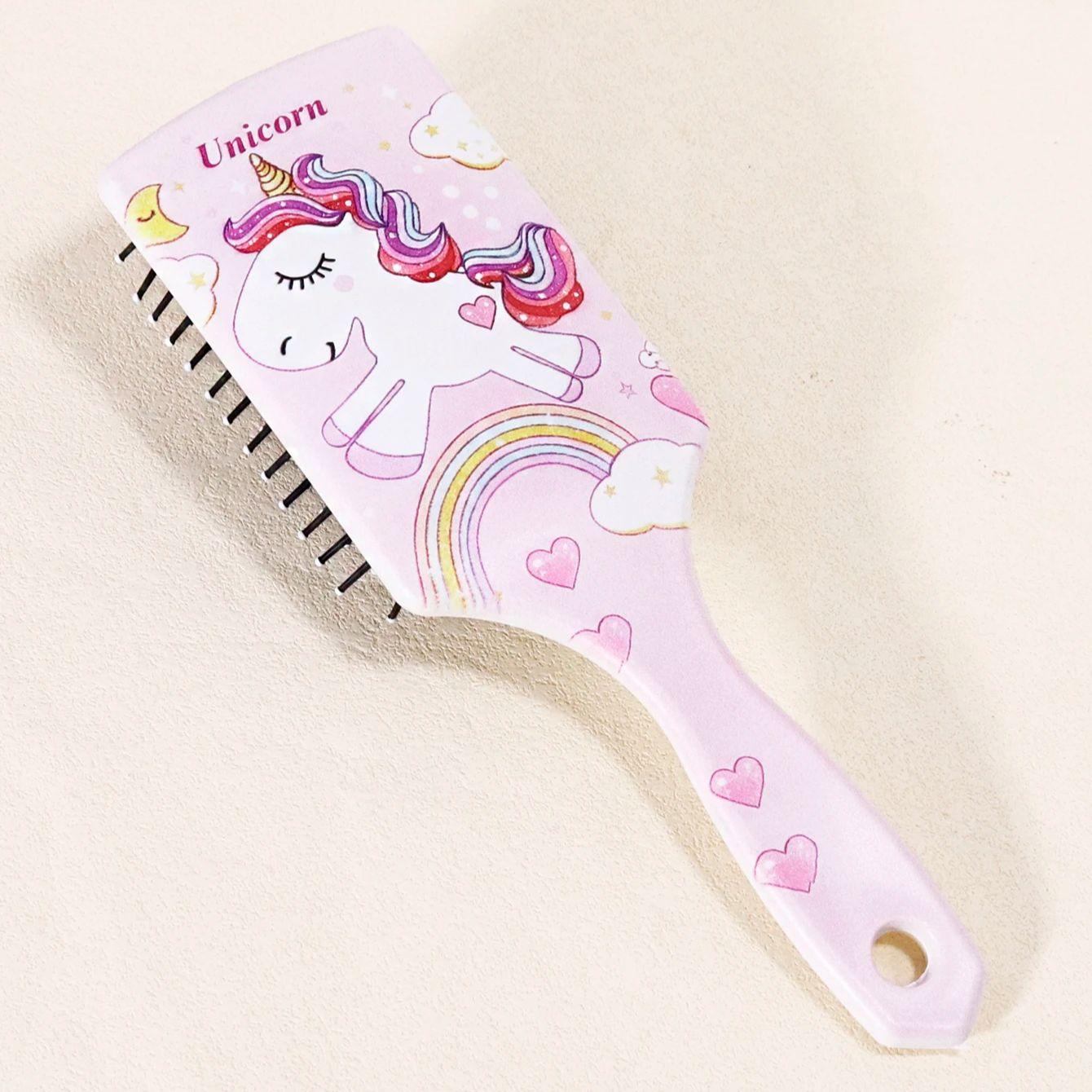 

1pc scalp massage comb, fun rainbow unicorn and heart-shaped pattern, anti-static exfoliating comb,Special for real hair wigs
