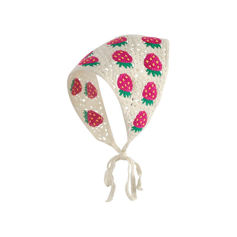 Headscarf summer women's pastoral triangle scarf literary retro crochet triangle scarf hat Y2K hot girl girl children hollow bud