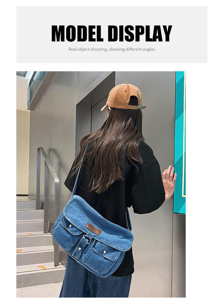 2023 Summer Hong Kong Style Versatile Denim Crossbody Bag for Women - Japanese & Korean Student Fashion