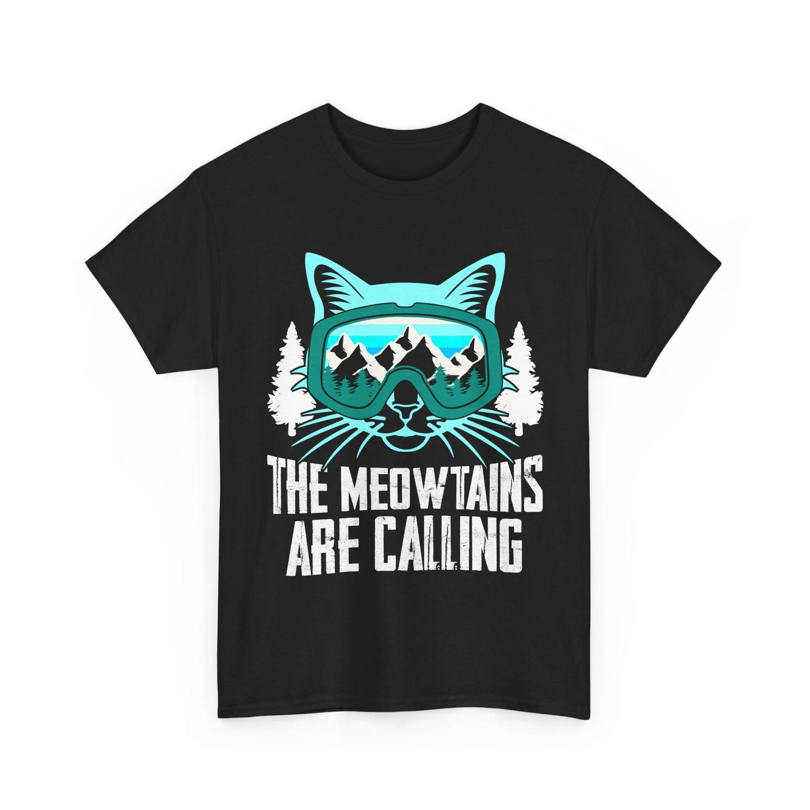 Skiing Funny Shirt, The Meowtains Are Calling Winter Sports Lovers Skier Shirt 4XL