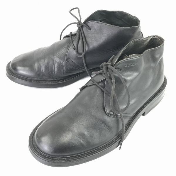 

GEOX Leather Chukka Boots Goodyear [40/25.0/Black] Business Shoes