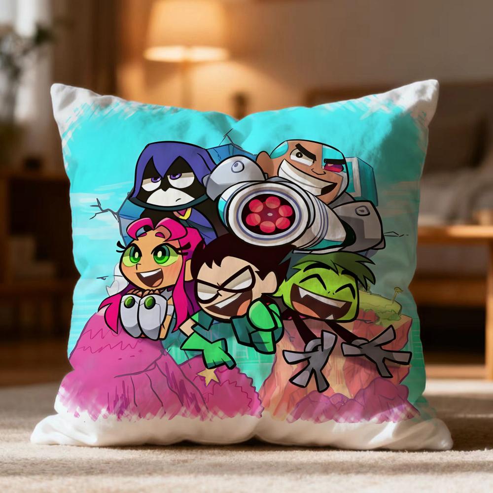 Hot T-Tteen Titans Go! Cushion Cover Soft Washable Pillow Case Multi-Scene For Couch Bed Travel Office Use