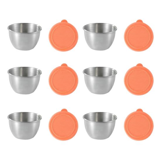 Salad Dressing Container 1.6oz Leakproof Airtight Dip Container with Lids Reusable Stainless Steel Condiment Cups for Lunch Boxes Picnics And Travel