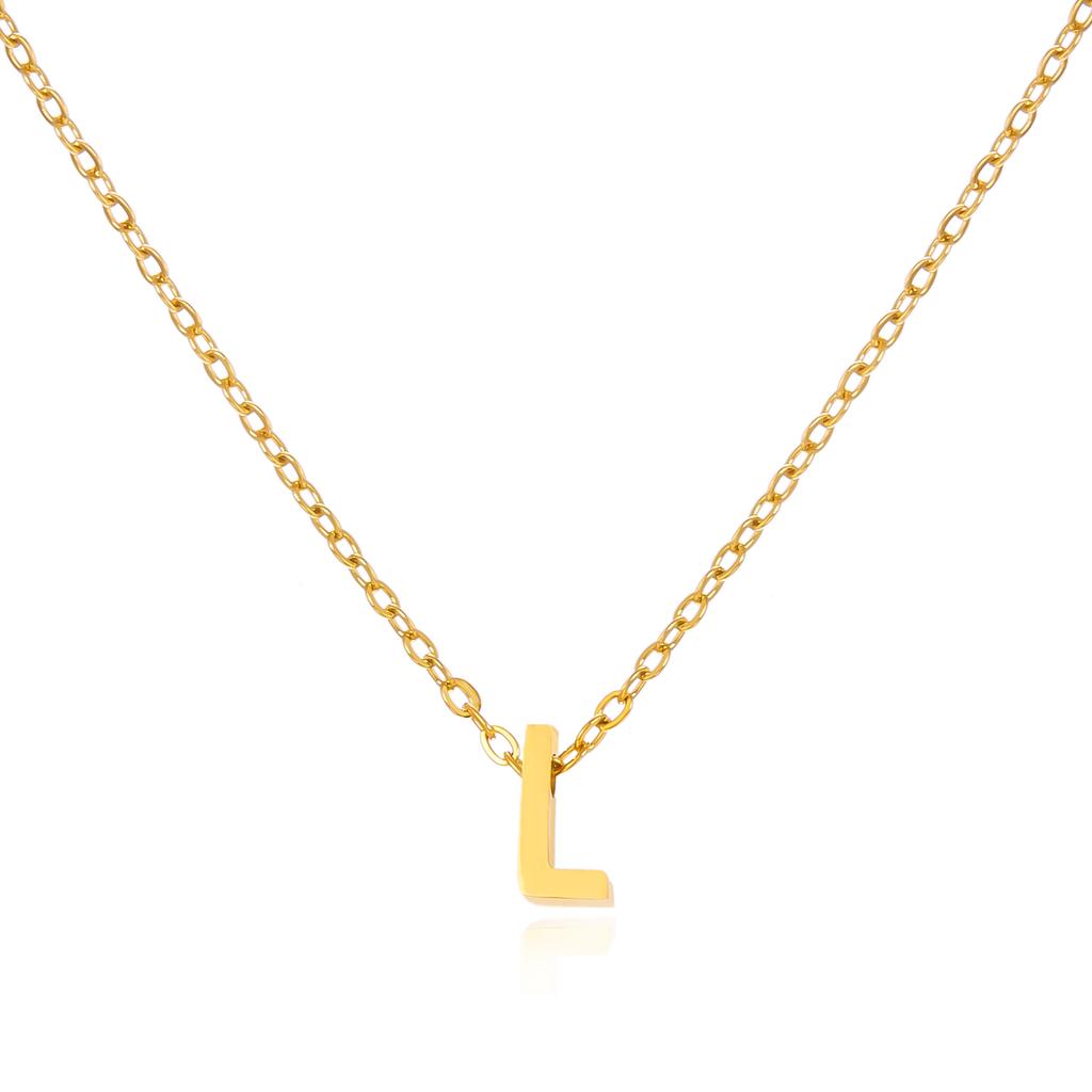 Simple Stainless Steel A-Z Initial Letter Necklaces for Women 26 Alphabet Pendant Clavicle Chain Choker Birthday Party Jewelry