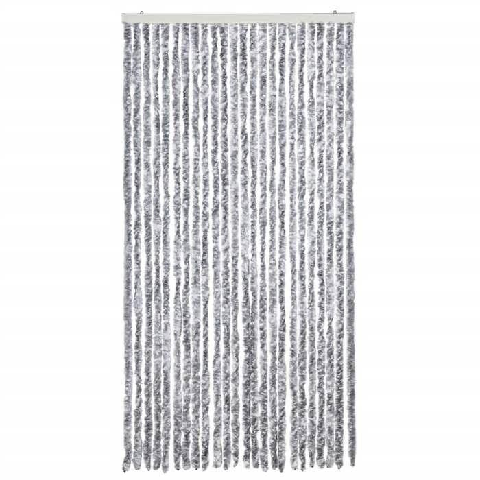 VidaXL Rideau Anti-mouches, Store Anti-insectes avec Crochet, Rideau de Porte Longueur et Largeur Réglables, Blanc et Gris 377376