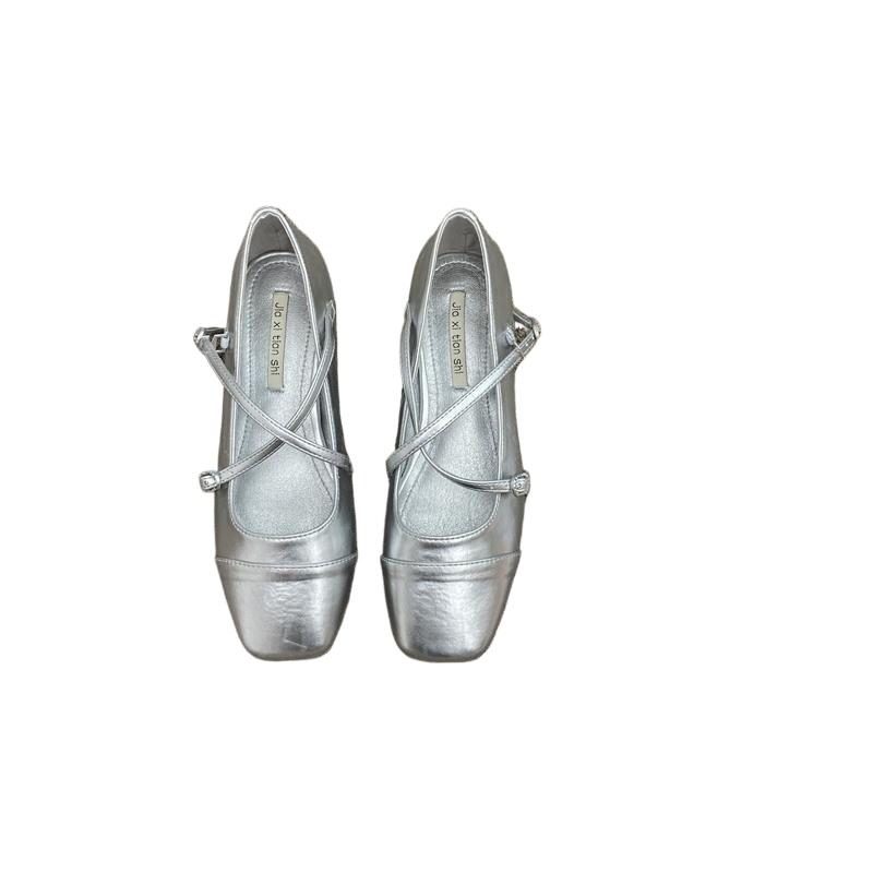 Fashion Ladies Fashionable Versatile Cross Buckle Shoes Retro Elegant Minimalist Women Single Shoes Square Toe Comfortable High Heels