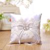 1 pièce 15*15*6CM Dentelle ajourée Motif double cœur Coussin porte-alliances Mariage romantique Porte-alliances pour la mariée