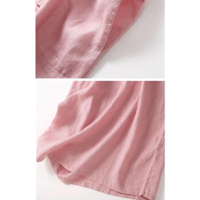 Literarischen Vintage Große Größe Einfarbig Lose Mittel Lange Kurzarm Kleid Frau