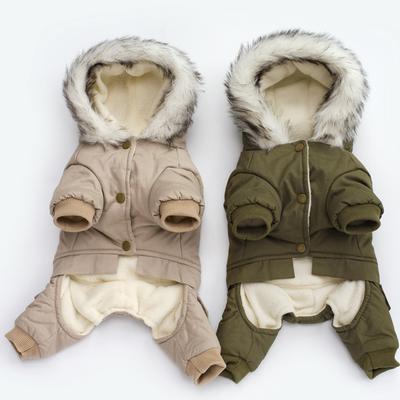 Winter Dog Jumpsuit Hoodie for Small Medium Dogs Windproof Warm Puppy Coat Overalls Pet Hooded Jacket Apparel French Bulldog Pug
