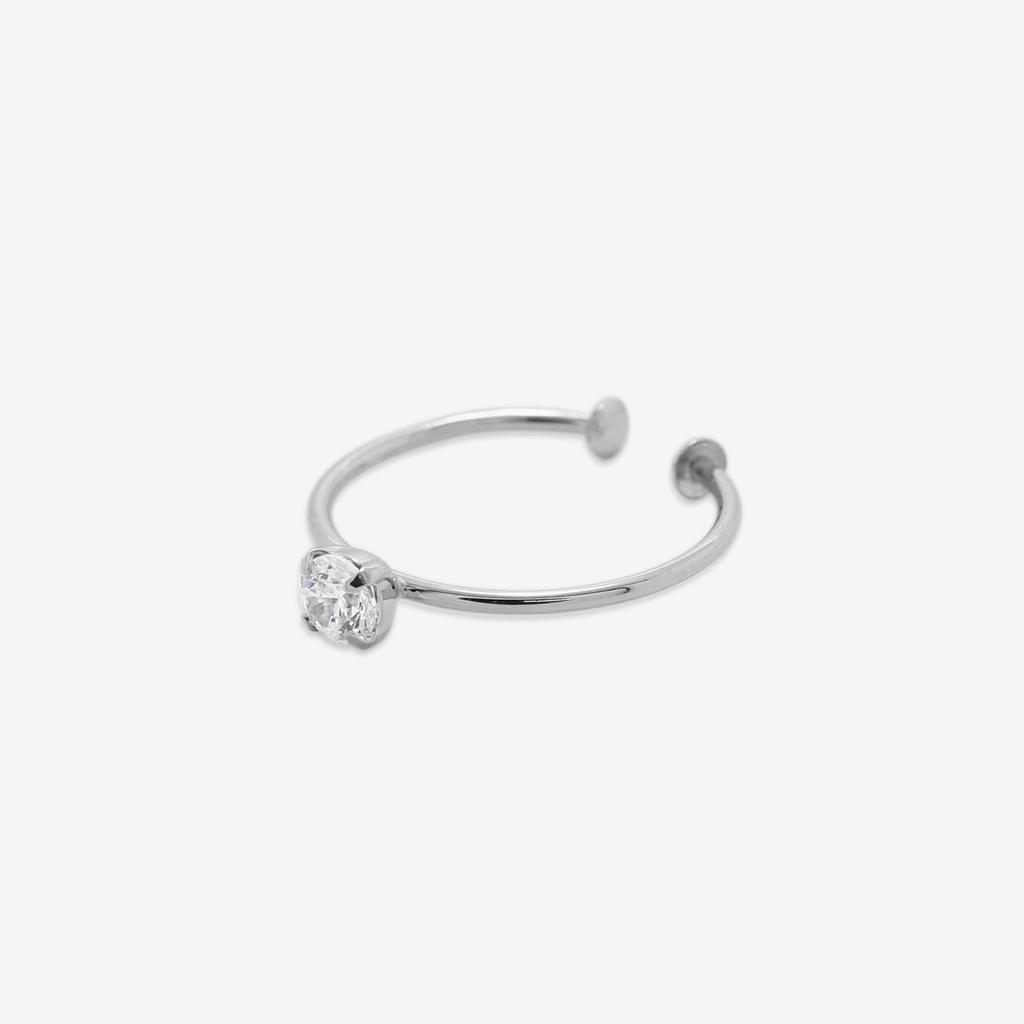ESTELLE [Official] [Web Exclusive] Women's Ear Cuff, 10K White Gold with Cubic Zirconia (Single Ear), 0291-0603-0019-0000