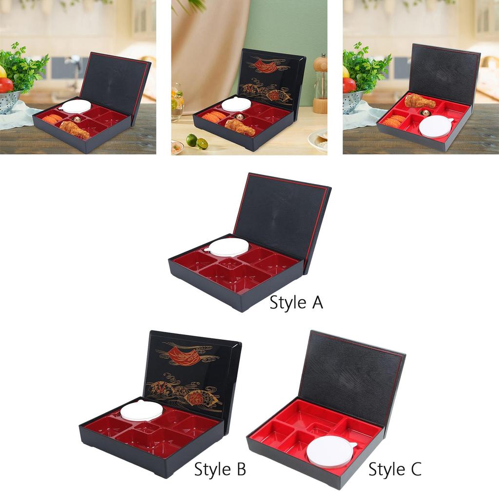 Japanese Style Bento Box Meal Prep Container Fruits with Bowl 6 Compartments Sealed Lunch