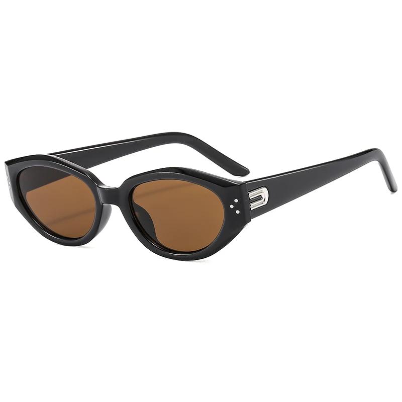 Trend Clear Gray Cat Eye Oval Sunglasses  Women Brand Design Rivets Sun Glasses Cateye Frame Men Shades Eyewear Female Uv400