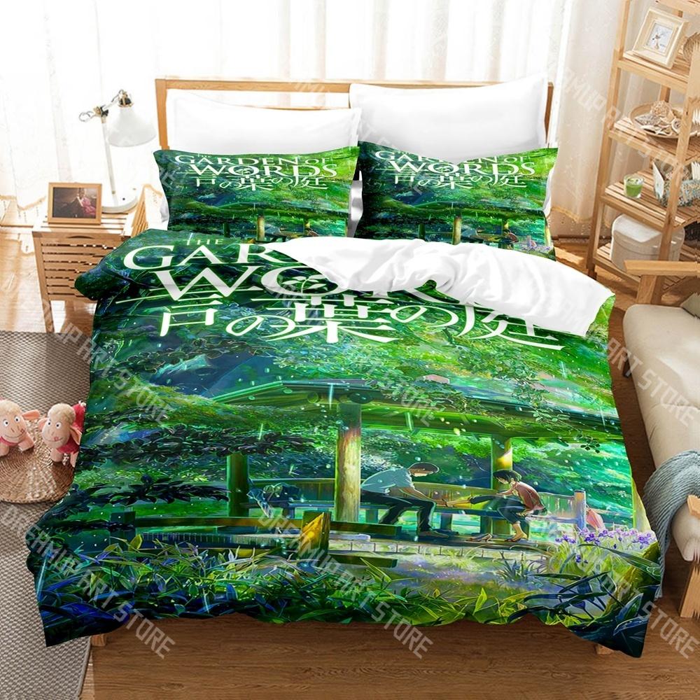 Fashion The Garden Of Words Bedding Set Single Twin Full Queen King Size Bed Set Kids Bedroom Duvetcover Sets Bed Sheet Set