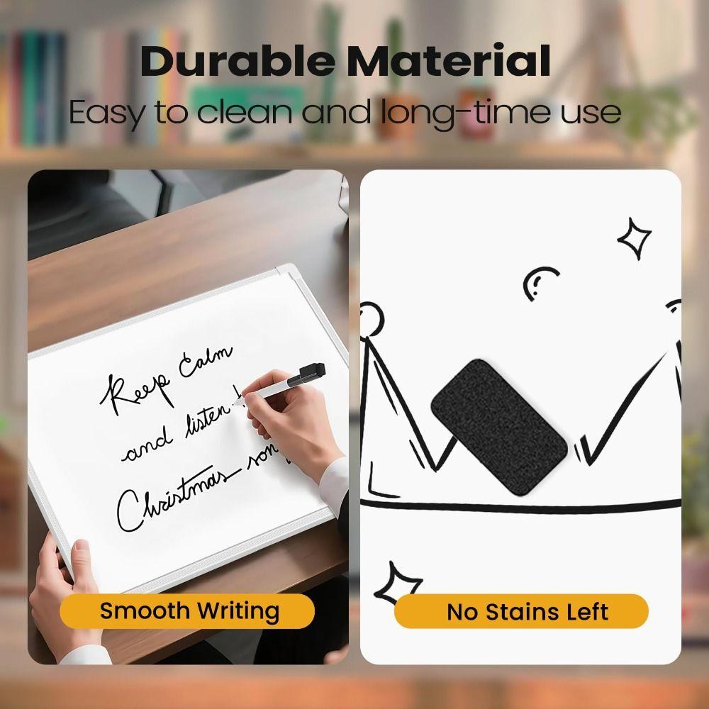 with 3 Markers & 4 Magnets Dry Erase Board Wall Mounted 16" X 12" Whiteboard Small Double-Sided Graffiti Drawing Board