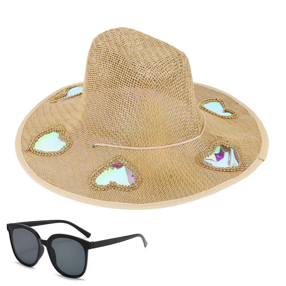 Straw Beach Sun Hat with Adjustable Chin Strap Wide Brim Sun Beach Hat for Travel Family Accessories
