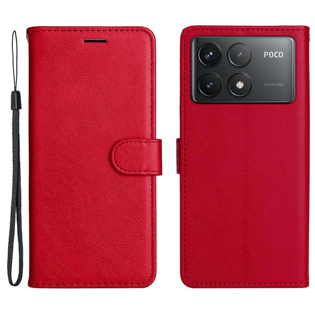 For Xiaomi Redmi K70 5G/K70 Pro 5G/Poco F6 Pro 5G Case Solid Color Leather Mobile Cover Wallet Stand with Strap