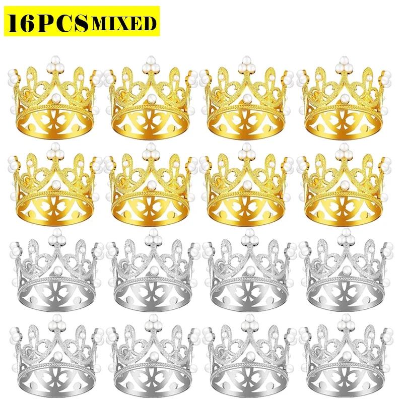 

50/1 шт. мини-корона с жемчугом, украшение для торта, кекс, украшение для волос для детей, сделай сам, украшение для свадьбы, дня рождения, торта, выпечки