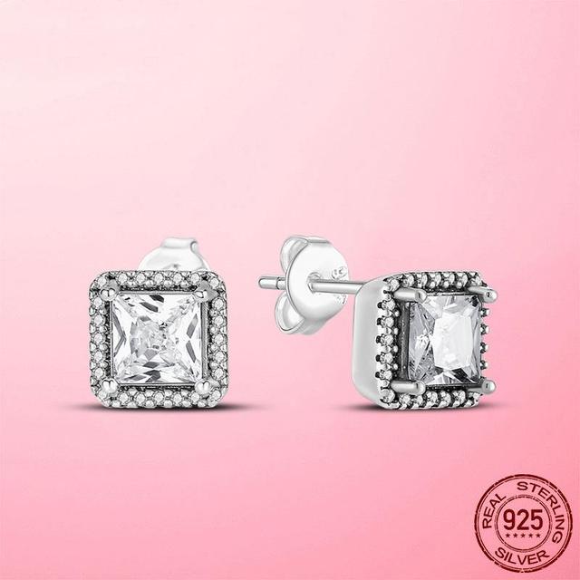 Summer New 925 Sterling Silver Earrings Heart Brilliant Stud Earrings for Women Wedding Engagement Party Gift Fine Jewelry