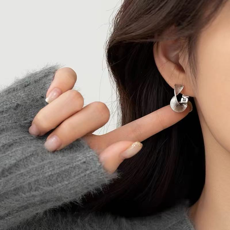 Real 925 Silver Twisted Hoop Earrings For Women Trendy Fine Jewelry Advanced Accessories