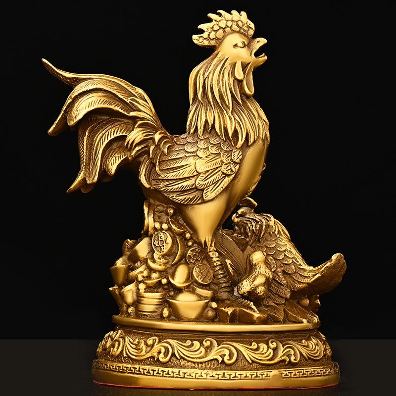 Pure Copper Twelve Zodiac Lucky Ornament, Auspicious Chicken For Family Happiness, Home Decoration, Living Room Tabletop