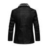 Men's Leather Business Jacket With Plush Velvet And Large Lapel Suit Leather Jacket