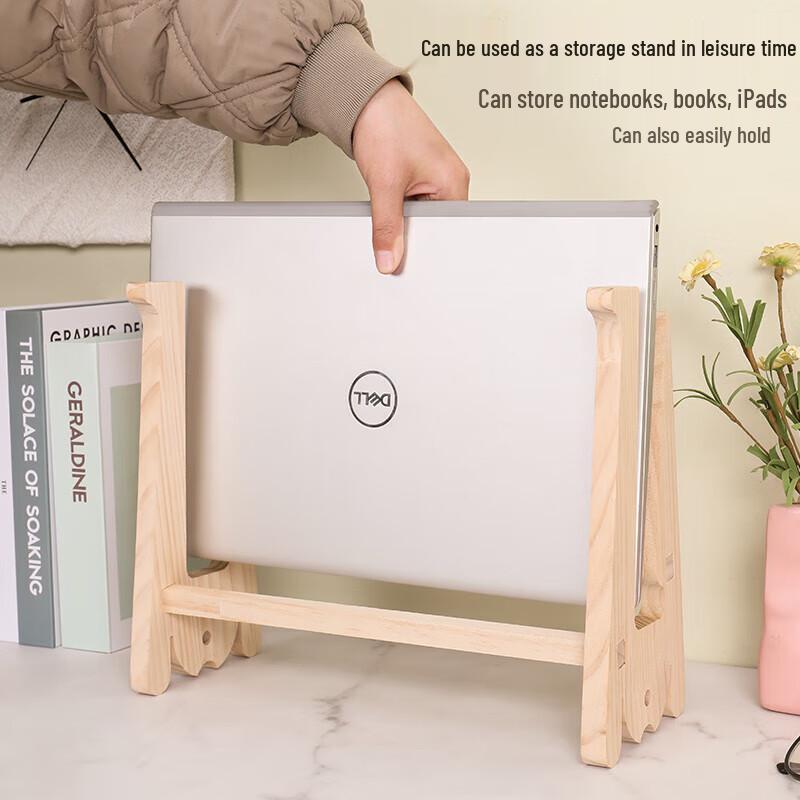 Vertikaler Laptopständer aus Massivholz mit Tischklemme