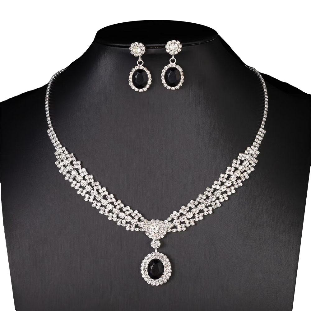 Sparkling Women's Rhinestone Jewelry Set Water Drop Pendant Crystal Jewelry Set  Party Banquet