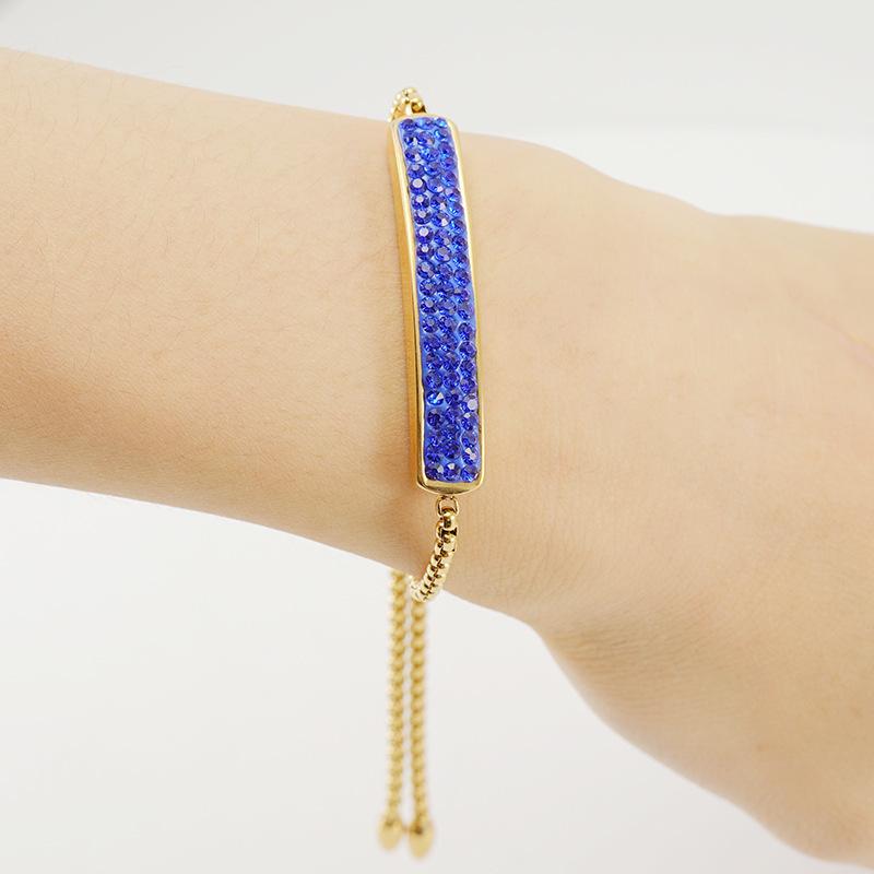 Kadınlar için 18 Ayar Ayarlanabilir Elmas Setli Paslanmaz Çelik Bileklik - Minimalist Çok Renkli Kelepçe