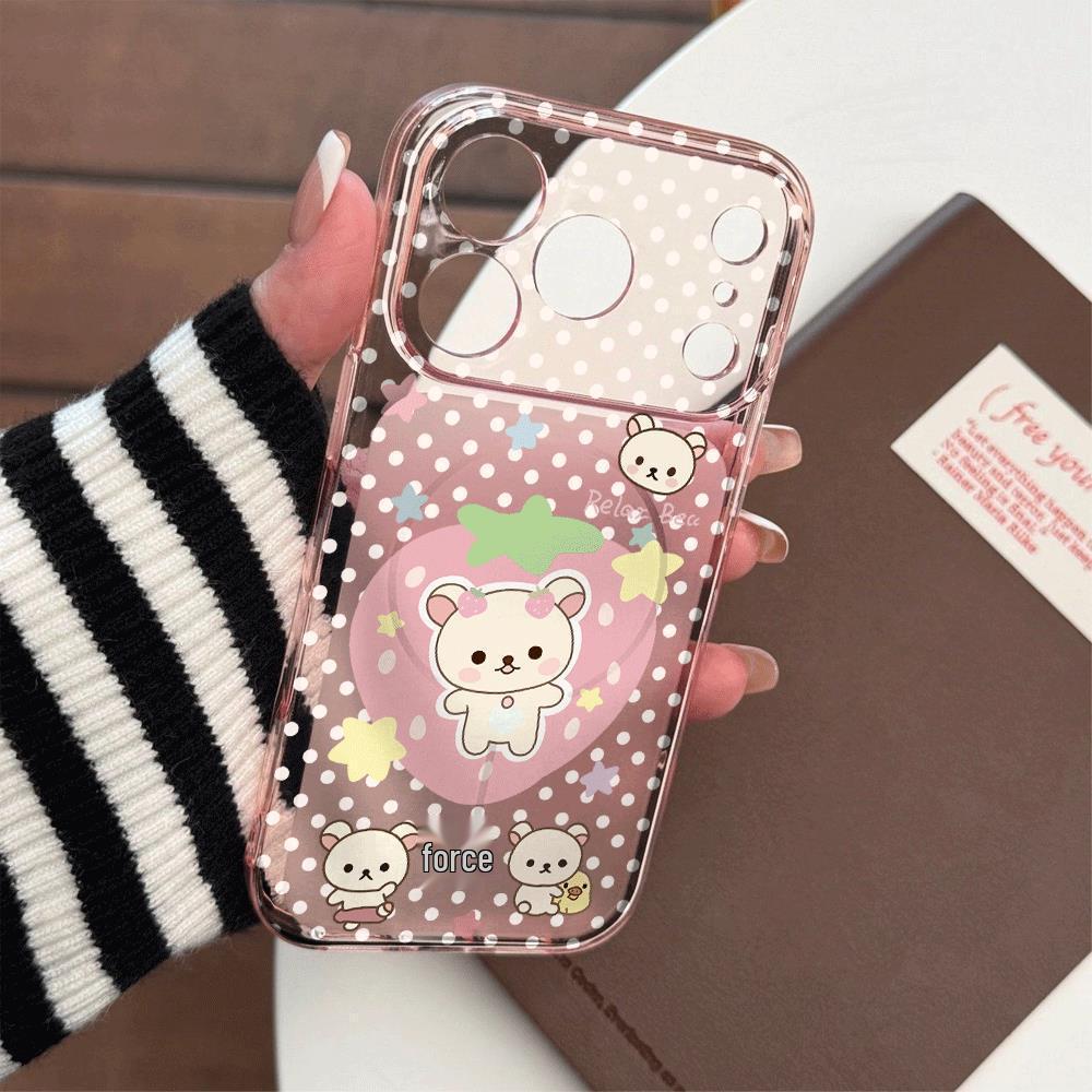 

Rilakkuma Strawberry Corning Case for Apple 11-17 Pro with Magnetic Suction Apple 15