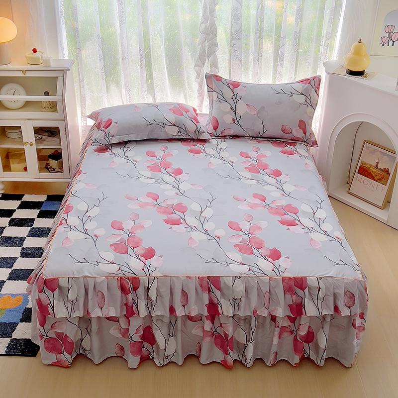 Double Bed Skirt Simple Style Bedspread Queen Size Bed Cover Breathable Mattress Protector Falda De Cama (Pillowcase Need Order)