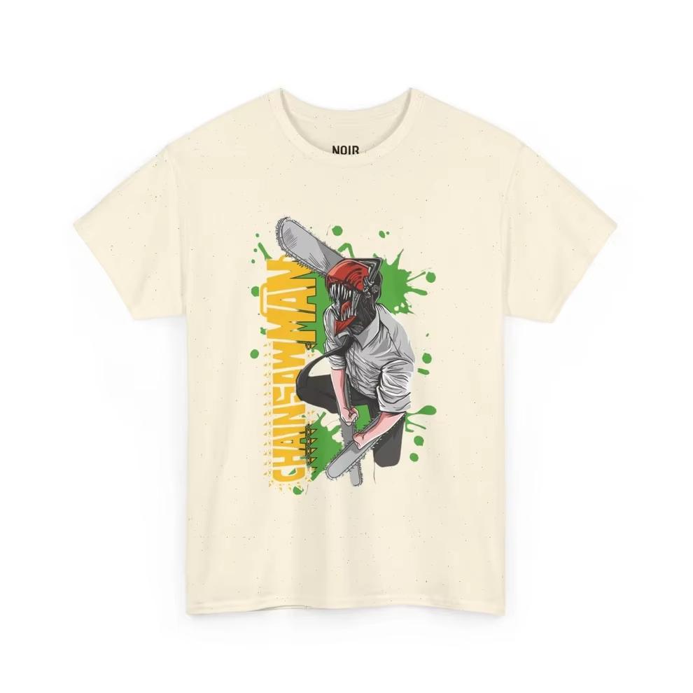 Chainsaw Unisex Green Splash Cotton Tshirt for Unisex and Women Anime Style Fashion Comfortable Casual Short Sleeved Tshirt Unisex 4XL
