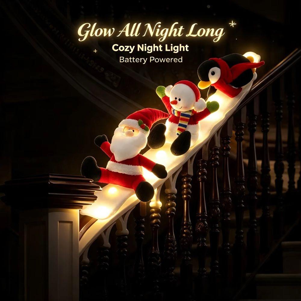 3pcs LED Plush Plush Decoration Set Festive Theme Christmas Banister Ornament  Room Decoration